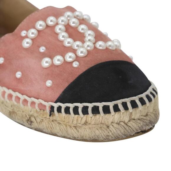 Chanel Espadrille 36 Suede and Faux Leather Pearl CC Flats CC-0523N-0195 - Picture 7 of 13